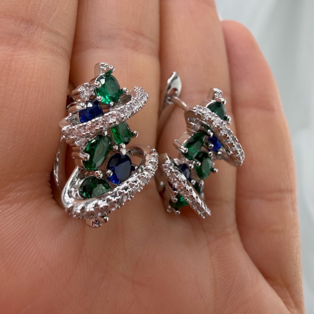 Anthropologie Crystal Swirl Drop Earrings | Elegant Evening Look - Picture 12 of 13